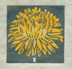 Dandelion mini linocut print, Striped Pebble