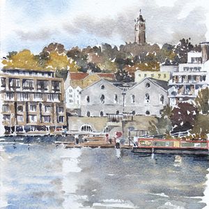Brandon Hill, towards Cabot Tower, limited edition print, Striped Pebble