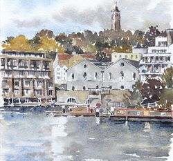 Brandon Hill, towards Cabot Tower, limited edition print, Striped Pebble