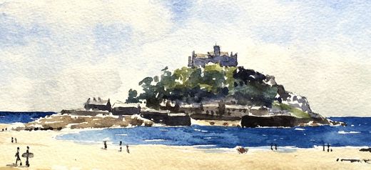 St Michael's Mount, Marazion, limited edition print, Striped Pebble