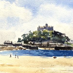St Michael's Mount, Marazion, limited edition print, Striped Pebble