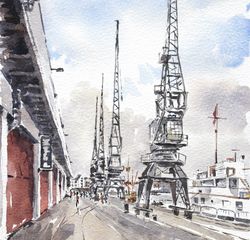 Bristol Cranes, limited edition print, Striped Pebble