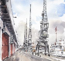 Bristol Cranes, limited edition print, Striped Pebble